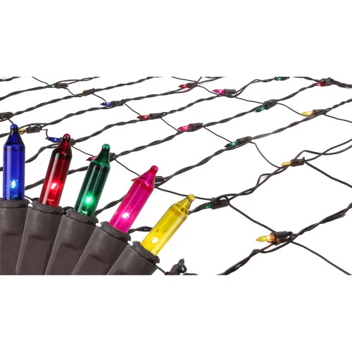 Northlight 2' X 8' Multi-Color Mini Net Style Christmas Lights - Brown Wire 3 Northlight 2' X 8' Multi-Color Mini Net Style Christmas Lights - Brown Wire