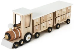 BRUBAKER Reusable Wooden Advent Calendar To Fill - White Locomotive With 24 Doors - DIY Christmas Calendar 18.11 X 3.74 X 4.21 Inches