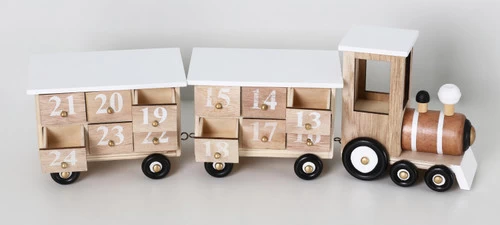 BRUBAKER Reusable Wooden Advent Calendar To Fill - White Locomotive With 24 Doors - DIY Christmas Calendar 18.11 X 3.74 X 4.21 Inches 4 BRUBAKER Reusable Wooden Advent Calendar To Fill - White Locomotive With 24 Doors - DIY Christmas Calendar 18.11 X 3.74 X 4.21 Inches - Image 2