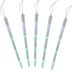 Northlight Set Of 5 Color Changing Cascading Icicle Christmas Light Tubes - 13 Ft Clear Wire