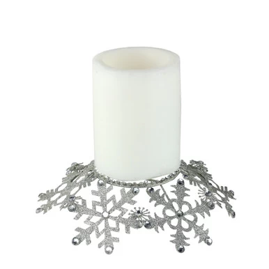 Northlight 9" Silver Snowflake Glittered And Jeweled Christmas Pillar Candle Holder 3 Northlight 9" Silver Snowflake Glittered And Jeweled Christmas Pillar Candle Holder