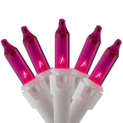 100 Count Pink Mini Icicle Christmas Lights - 8' White Wire