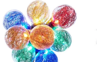 10 Count Multi Color Tinsel Filled Globe Light Set - 6.5 Ft Green Wire 3 10 Count Multi Color Tinsel Filled Globe Light Set - 6.5 Ft Green Wire