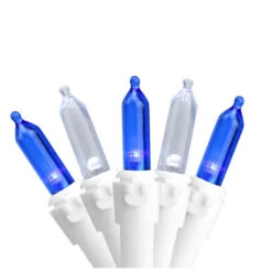 Northlight 50-Count Blue And White LED Mini Christmas Lights, 16.25ft White Wire