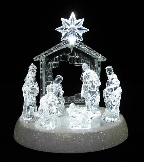 LED Lighted Christmas Nativity Scene - 7.5" - Pure White 5 LED Lighted Christmas Nativity Scene - 7.5" - Pure White - Image 3
