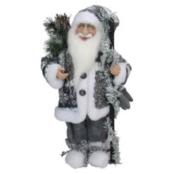 Northlight 16" Gray And White Country Santa Claus Christmas Figure