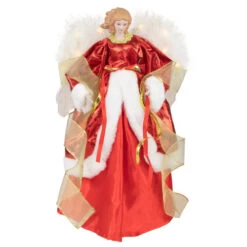 Northlight Angel With Lighted Wings Christmas Tree Topper - 14" - Red And White