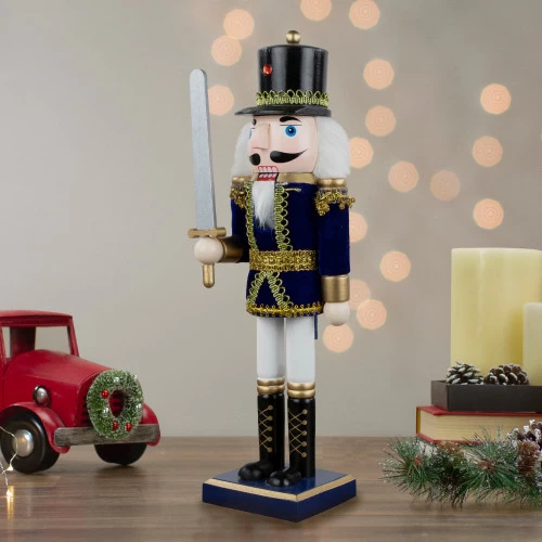 Northlight Christmas Nutcracker Soldier With Sword Decoration - 14" - Blue And White 4 Northlight Christmas Nutcracker Soldier With Sword Decoration - 14" - Blue And White - Image 2