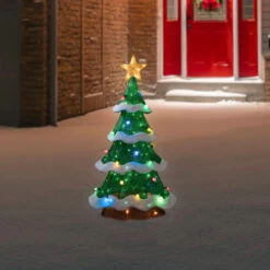 Northlight Lighted Christmas Tree Outdoor Yard Decoration - 50" - Green - Multi-Color LED