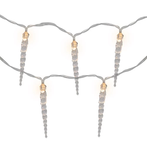 Northlight Icicle String Christmas Light Set - Warm White - 4.5' Clear Wire - 10ct 4 Northlight Icicle String Christmas Light Set - Warm White - 4.5' Clear Wire - 10ct - Image 2