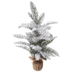 Northlight Heavily Flocked Pine In Burlap Base Christmas Tree - 17.75" - Unlit