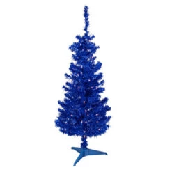 Northlight Pre-Lit Artificial Tinsel Christmas Tree - Blue - 4' - Clear Lights