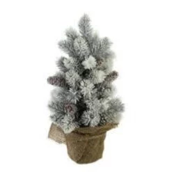 Northlight 12" Potted Flocked Pine With Pine Cones Medium Artificial Christmas Tree – Unlit