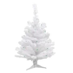 Northlight Pre-Lit Medium White Pine Artificial Christmas Tree - 2' - Green Lights