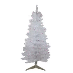 Northlight 4' Pre-lit White Iridescent Pine Artificial Christmas Tree - Purple Lights