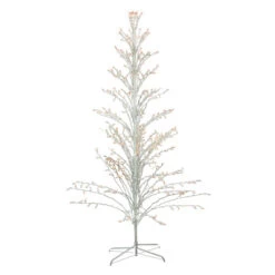 Northlight Lighted Cascade Twig Outdoor Christmas Tree - 6' - White - Clear Lights