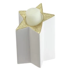 6.25" Champagne Gold And White Glittered Candle Holder -Christmas Decorations Shop northlight nl01253 03 54339.1600218884