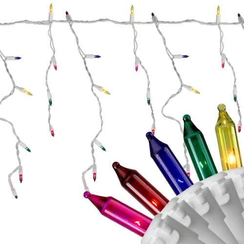 Northlight Set Of 150 Multi-Color Mini Icicle Christmas Lights 3" Spacing - White Wire 3 Northlight Set Of 150 Multi-Color Mini Icicle Christmas Lights 3" Spacing - White Wire