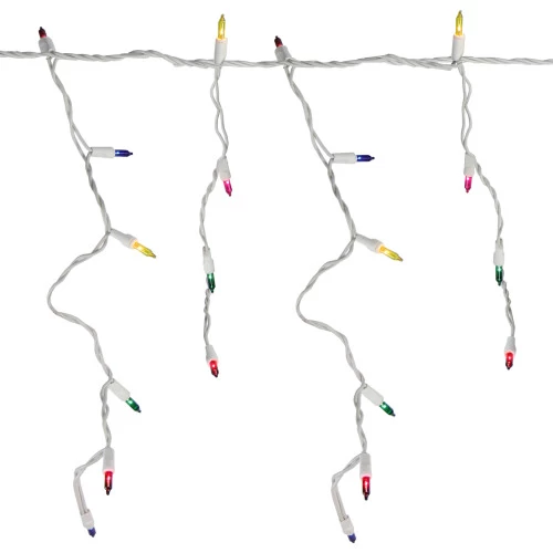 Northlight Set Of 150 Multi-Color Mini Icicle Christmas Lights 3" Spacing - White Wire 4 Northlight Set Of 150 Multi-Color Mini Icicle Christmas Lights 3" Spacing - White Wire - Image 2