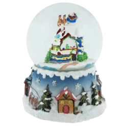 Northlight Santa Claus On Sleigh Snowy Village Musical Christmas Water Globe - 5.5"