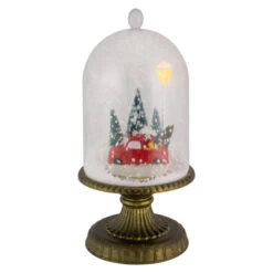 Northlight LED Lighted Snowing Musical Retro Truck Under Cloche Christmas Decoration - 13.5"