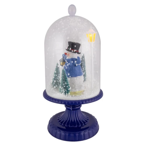 Northlight LED Lighted Snowing Musical Snowman In Cloche Christmas Decoration - 13.5" - Blue 4 Northlight LED Lighted Snowing Musical Snowman In Cloche Christmas Decoration - 13.5" - Blue - Image 2