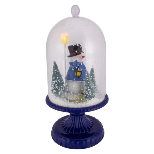 Northlight LED Lighted Snowing Musical Snowman In Cloche Christmas Decoration - 13.5" - Blue 5 Northlight LED Lighted Snowing Musical Snowman In Cloche Christmas Decoration - 13.5" - Blue - Image 3