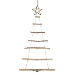 Northlight Natural Frosted Tree With Star Topper Wooden Christmas Hanging Decoration - 51"