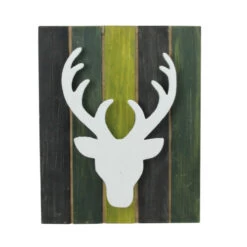 Northlight Deer Head On Forest Inspired Pallet Frame Christmas Wall Hanging - 13" - Green