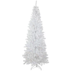 Northlight 7.5' Pre-Lit White Georgian Pine Pencil Artificial Christmas Tree, Warm White LED Lights