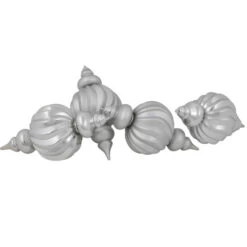 Northlight Commercial Size Shatterproof 2-Finish Finial Christmas Ornaments - Silver -10" - 4ct -Christmas Decorations Shop northlight sm99535 01 30710.1713212092