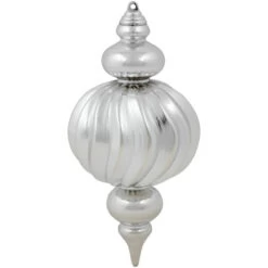 Northlight Commercial Size Shatterproof 2-Finish Finial Christmas Ornaments - Silver -10" - 4ct -Christmas Decorations Shop northlight sm99535 03 18208.1696003592