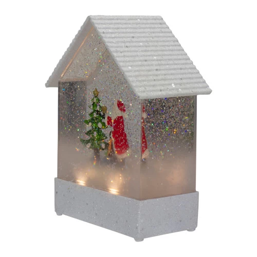 Northlight 8.25" White And Red House Shaped Christmas Snow Globe 6 Northlight 8.25" White And Red House Shaped Christmas Snow Globe - Image 4