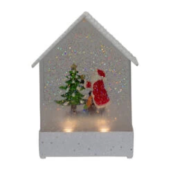 Northlight 8.25" White And Red House Shaped Christmas Snow Globe
