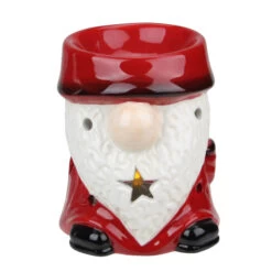 Northlight Ceramic Christmas Star Gnome Tealight Candle Holder - 4.75 - Red