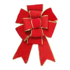 Northlight Giant 3D 11-Loop Velveteen Commercial Christmas Bow With Trim - 40" - Red And Gold