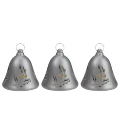 Northlight Lighted Musical Bells Christmas Decorations - 6.5" - Silver - Warm White - Set Of 3