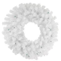 Northlight Pre-Lit Geneva White Spruce Artificial Christmas Wreath, 24-Inch, Green Lights