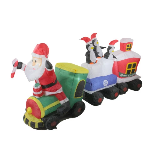 Northlight Lighted Santa And Penguins On Train Outdoor Christmas Inflatable - 6.5' 3 Northlight Lighted Santa And Penguins On Train Outdoor Christmas Inflatable - 6.5'