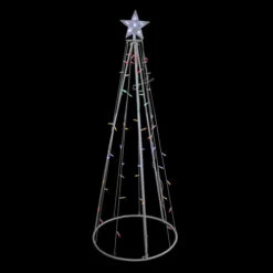 Northlight LED Lighted Cone Christmas Tree Outdoor Decoration - 5' - White - Multicolor Lights
