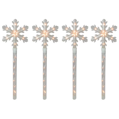 Northlight 4ct Snowflakes Christmas Pathway Marker With Lawn Stakes - Clear Lights 3 Northlight 4ct Snowflakes Christmas Pathway Marker With Lawn Stakes - Clear Lights