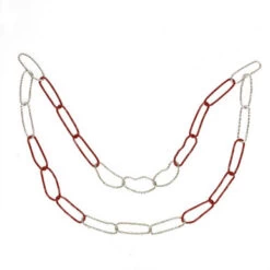 Northlight 36" Red And Silver Round Loops Christmas Chain Garland - Unlit