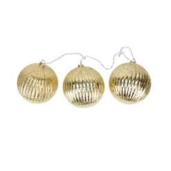 PENN 3-Count Gold Ribbed Ball Ornaments Christmas Light Set 1.5ft White Wire
